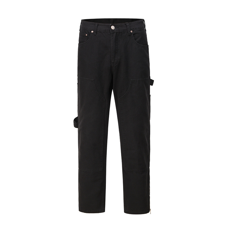 Heavy Industry Side Zipper Straight Drawstring Pants