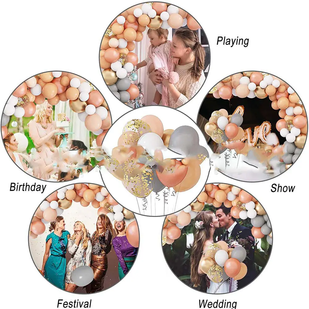 Party Arrangement Grey Latex Balloon Chain Set