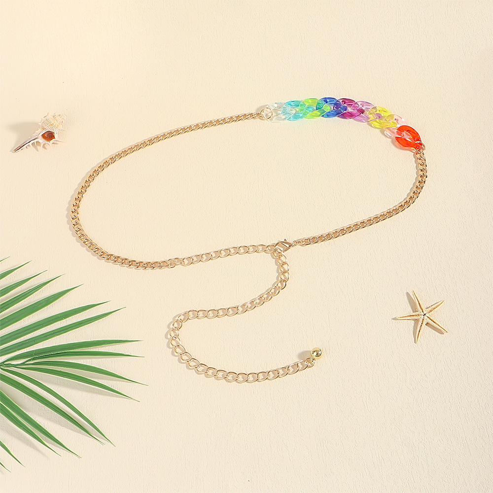 Summer Beach Body Chain Waist Chain Transparent Color Sexy Punk Cute Chain Hip Hop Everything Pants Skirt