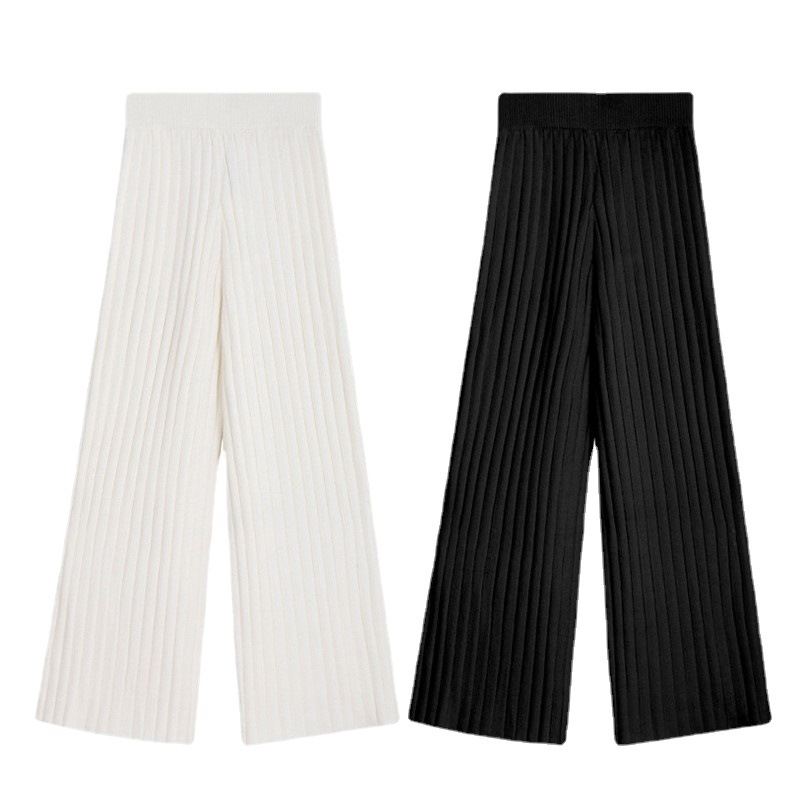 High Waist Pendant Feeling Mop Knit Straight Tube Pants