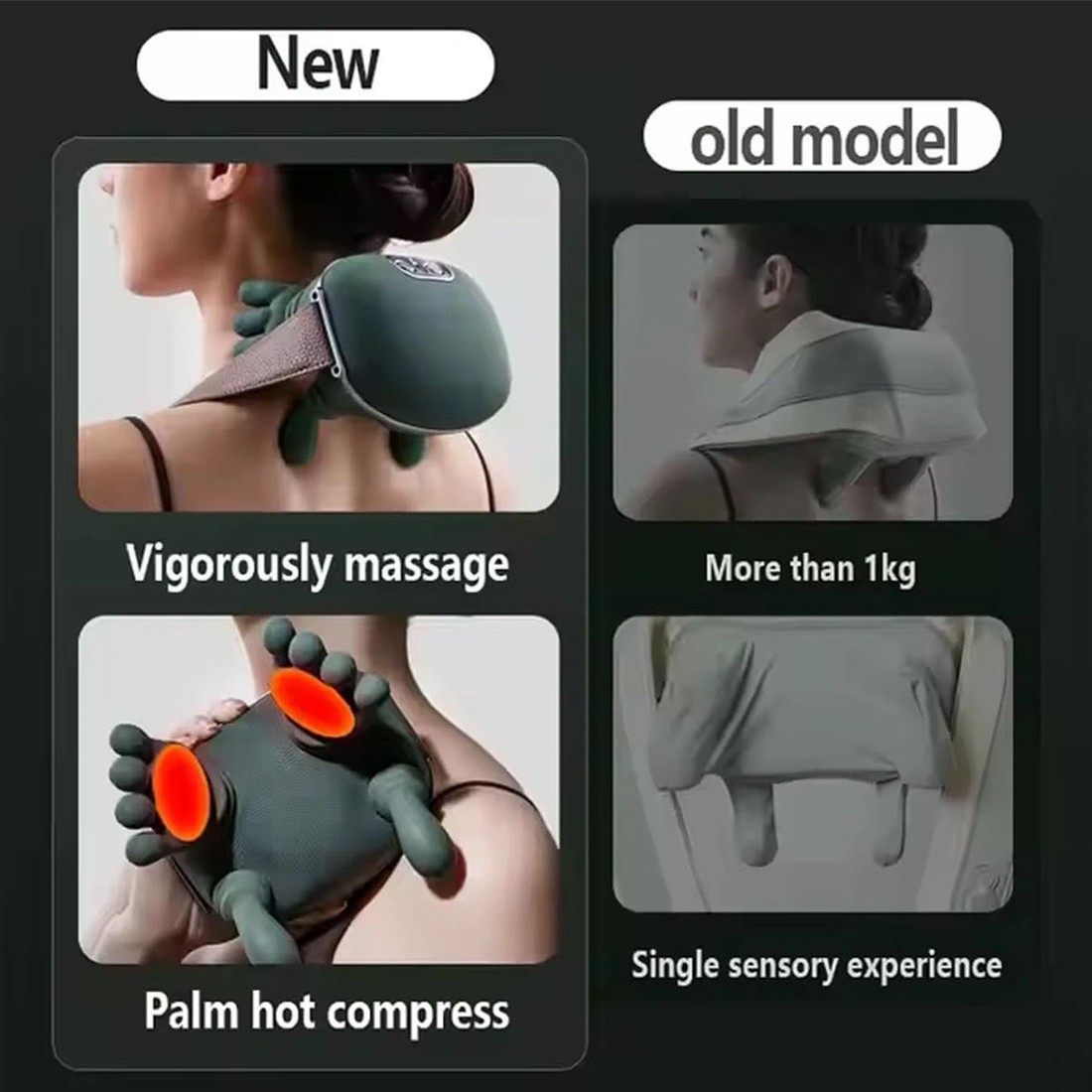 Neck Shoulder Massager With Heat Massagers Deep Tissue 4D Kneading 3 Speed