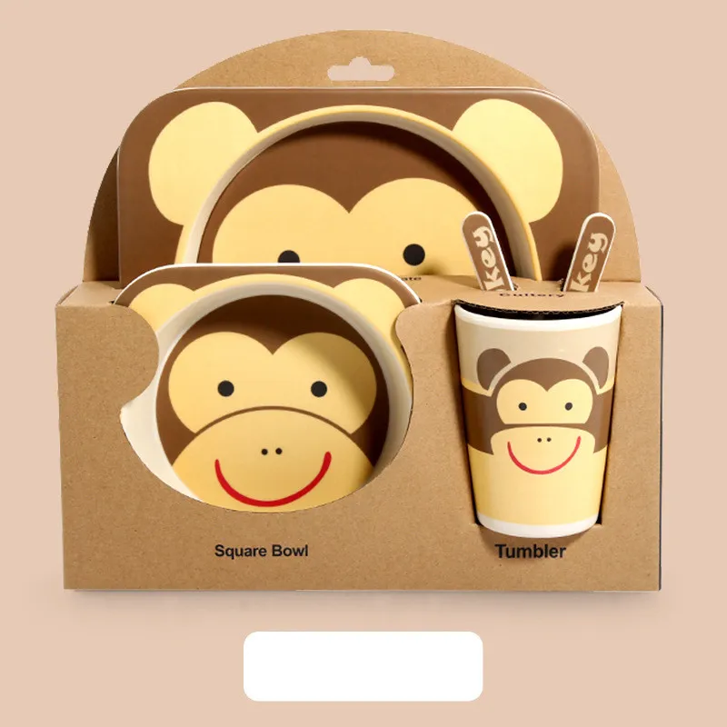Five-piece children's tableware set - A Monkey