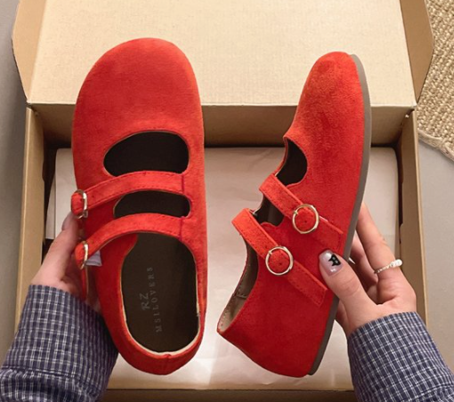 Faux Suede Mary Jane Flats, picture 3 of 3