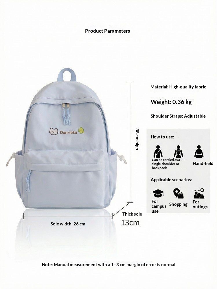 Japanese Solid Color College Student Backpack Female 2026 New Lightweight Junior High School Student Backpack Short Distance Travel Backpack - Beige — view 3