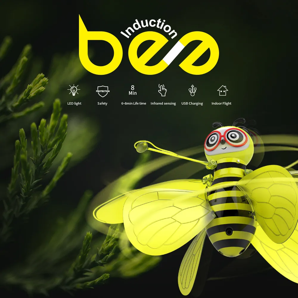Mini Flying Ball Bee Toys - Rc Infrared Induction Drone Helicopter With Shinning Gesture Sensing Bee Flying Vehicle – image 3