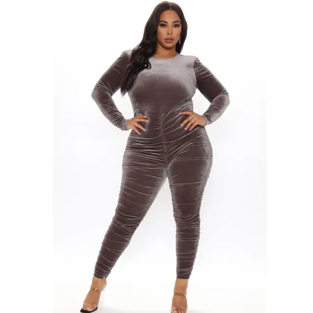 Women's Fashion Casual Pleated Halter Jumpsuit Grey - Shop at LoveMi