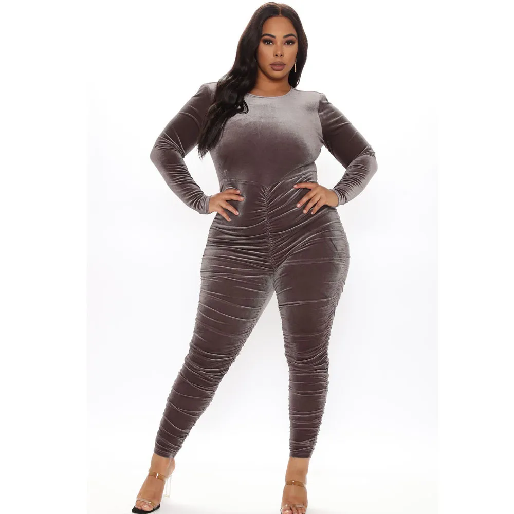 Women's Fashion Casual Pleated Halter Jumpsuit - Grey