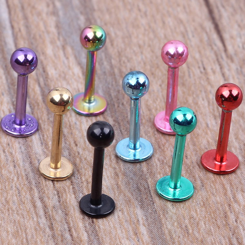 Medical Titanium Steel Ear Bone Nail Lip Nail Lip Ring. Golden Flat Bottom