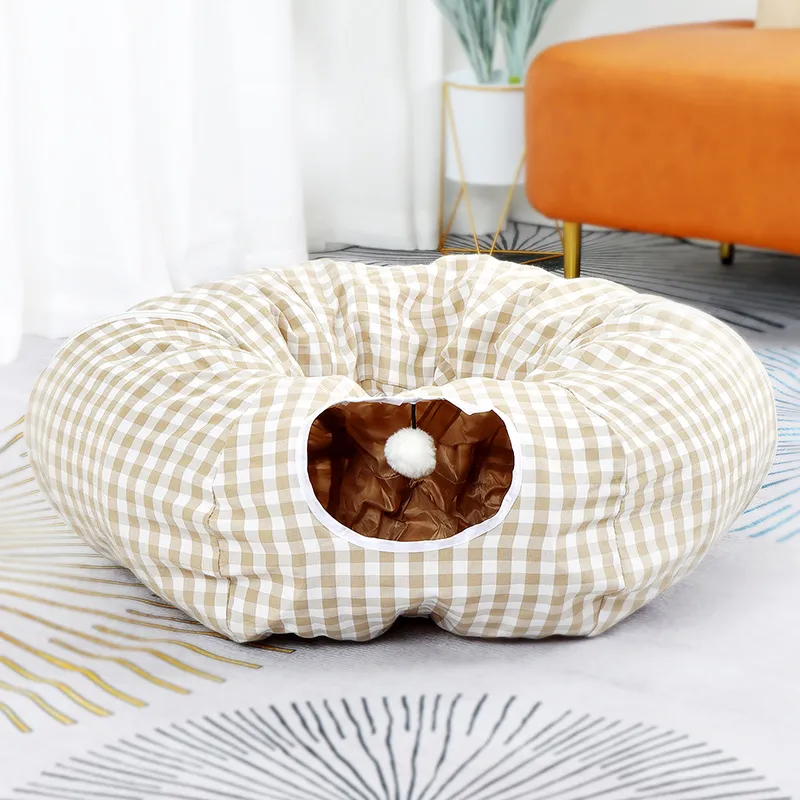 Donut Cat Nest Tunnel Four Seasons Universal Toy Maze - Coffee
