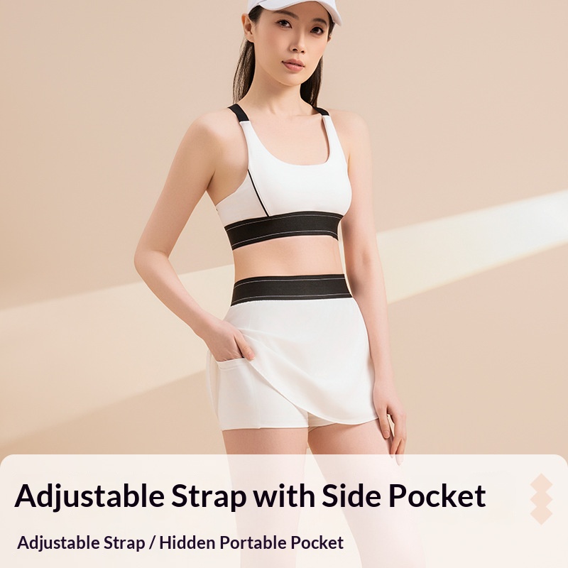 Noordin Explosive Cross Beauty Back Insert Yoga Suit Suit Shockproof Push-up Bra Pants Skirt Sports Quick-dry Fitness Women product image