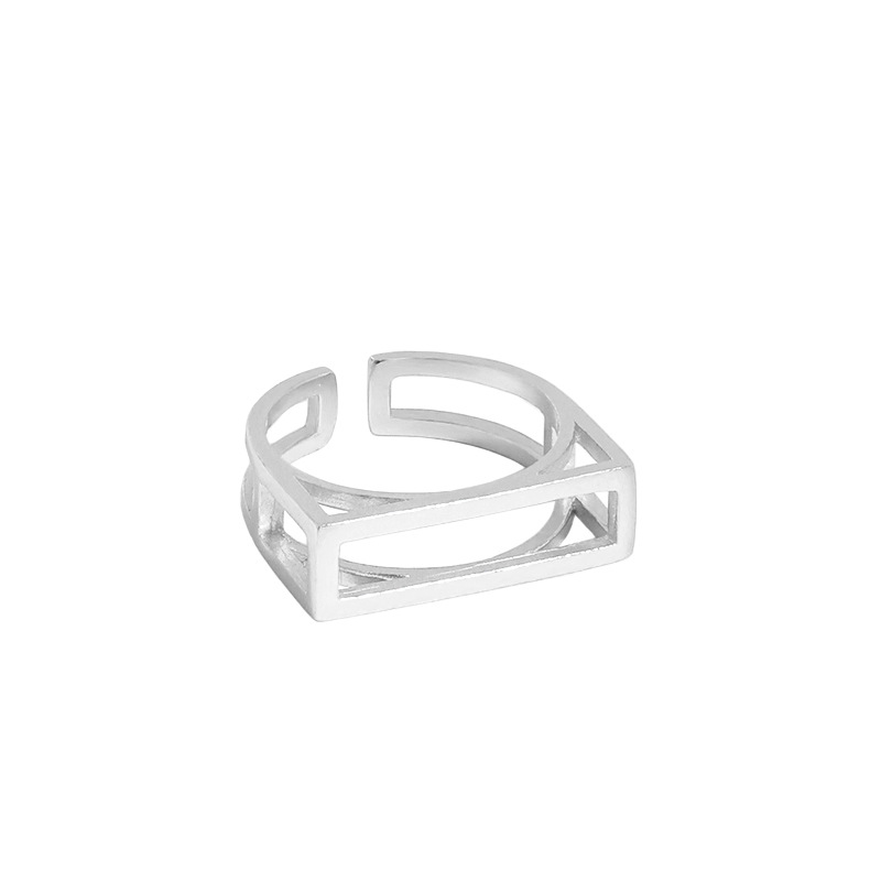 Simple And Versatile Geometric Square Hollow Ring