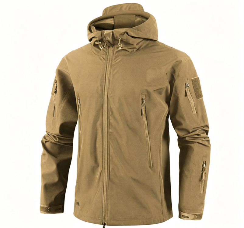 Cross-border Shark Skin Soft Shell Raincoat With Fleece Lining, Thick Winter Warm Coat, Men's Mountaineering Jacket