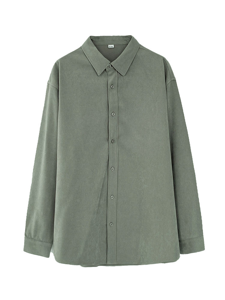 Loose Solid Color Long Sleeve Shirt For Men