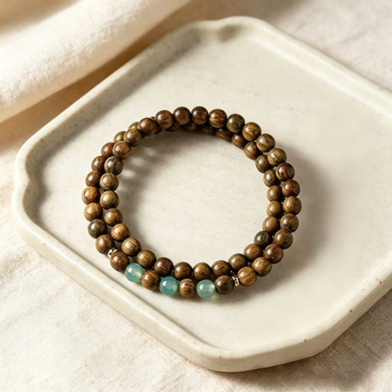 Natural Green Sandalwood Beaded Bracelet