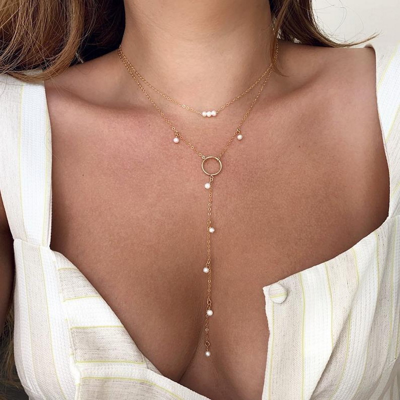 New Butterfly Imitation Pearl Resin Rhinestone Necklace