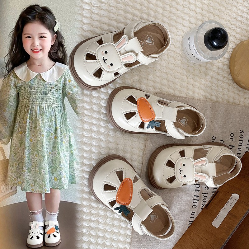 2026 Summer New Arrival, Fashion Versatile Kids Hollow Out Princess Shoes, Soft Sole Color Block Cute Closed-Toe Sandals For Girls