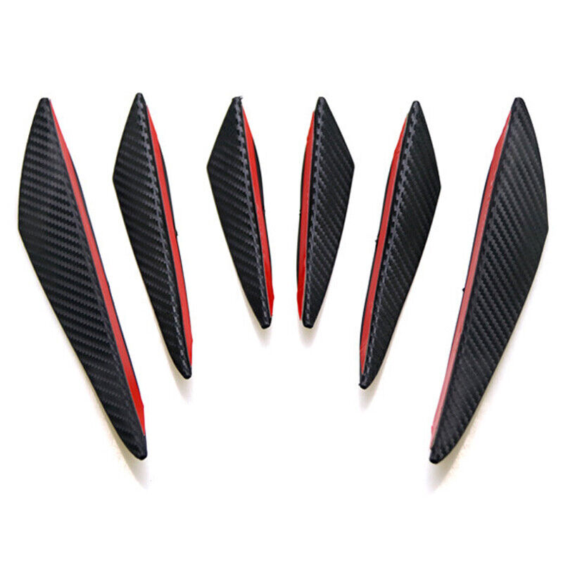 6Pcs Universal Carbon Fiber Car Front Bumper Canards Fins Spoiler Body Splitter — image 9