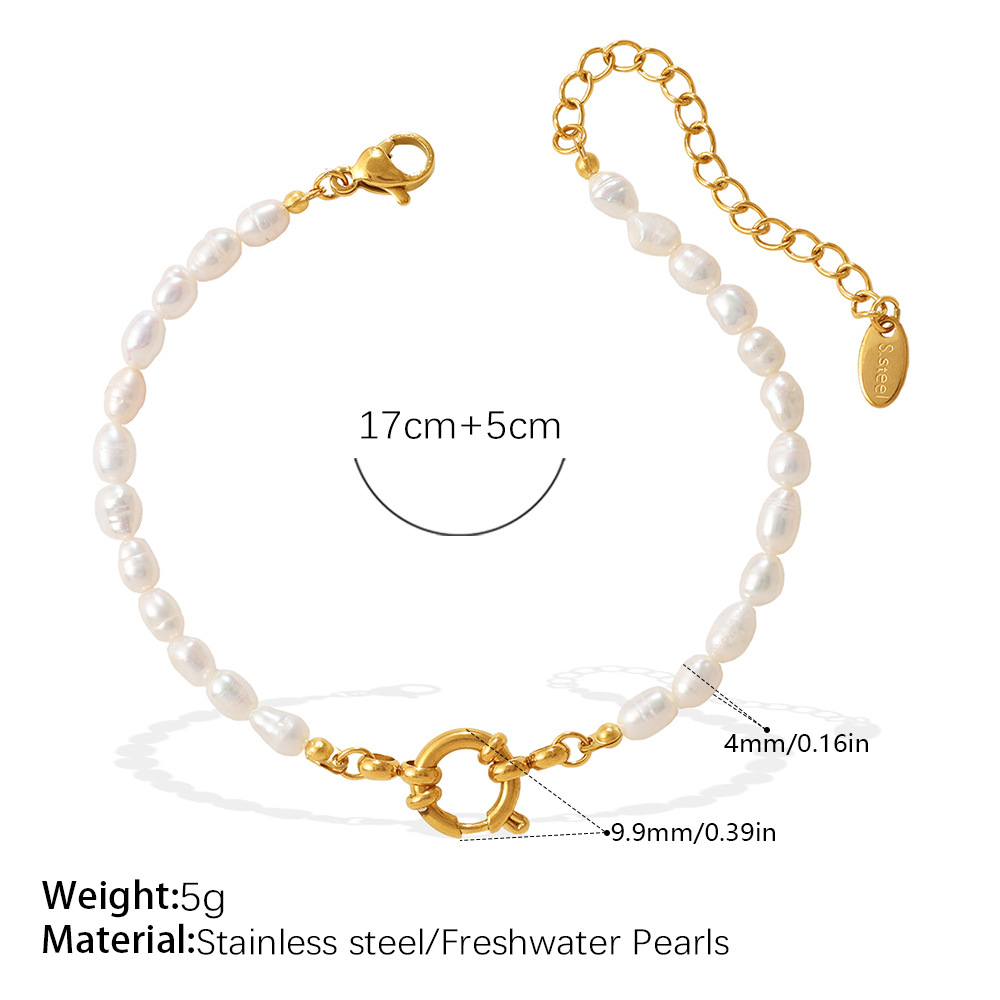 Retro Gentle And Elegant Freshwater Pearl Bracelet And Necklace Set With Stainless Steel Metal Clasps For Commuting Collar Chain
