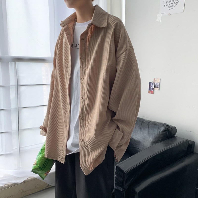 Men's Casual Korean Style Ruffian Handsome Corduroy Shirt