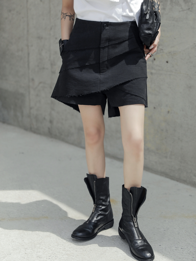 Summer New Dark Style Designer Personality High-waist Cut Shorts Women