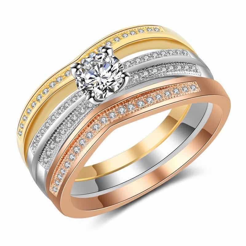 Title 2, European And American Tri-color Mixed Diamond Ring