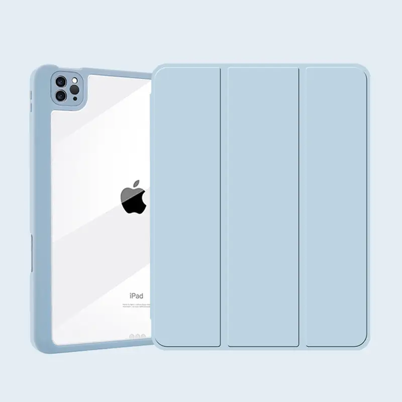 Magnetic Flat Leather Case Tri-fold With Pen Slot Separation
