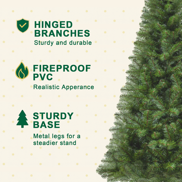 7FT Unlit Artificial Christmas Tree with 775 Tips, Full PVC Branches, Classic Green Holiday Tree with Sturdy Metal Stand for Indoor Home Decoration -15