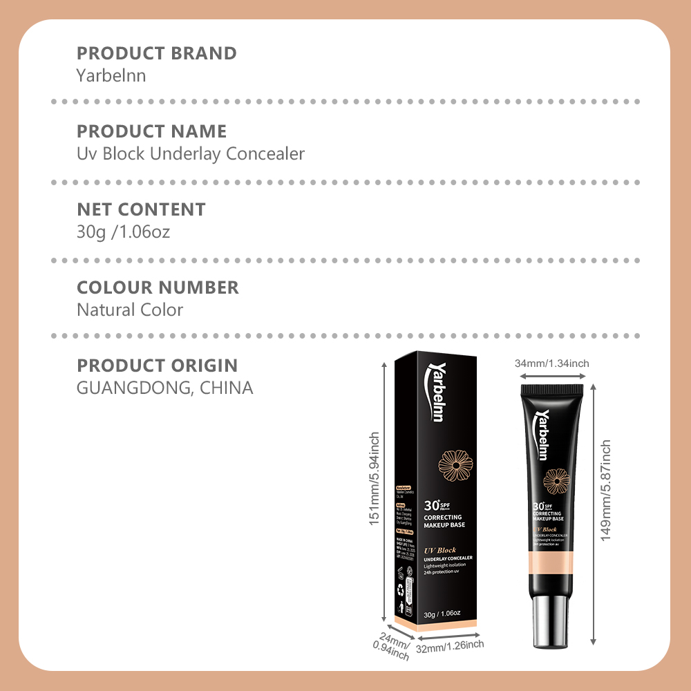 Hydrating Lightweight BB Cream, Long-wear Natural Fit Tinted Makeup Base, Non-cast White Sun Protection Primer, 30g — foto 10