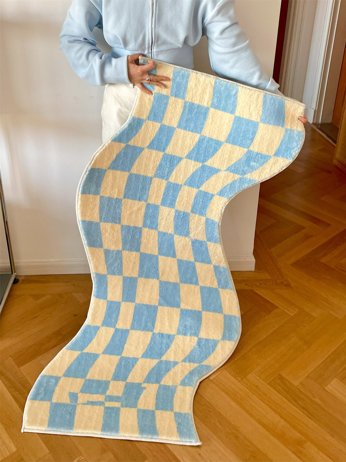 6aef0bbf 6ecb 45ea 8cf0 cda29b70cc0a - Design Special-shaped Checkerboard Bedroom Plush Doormat