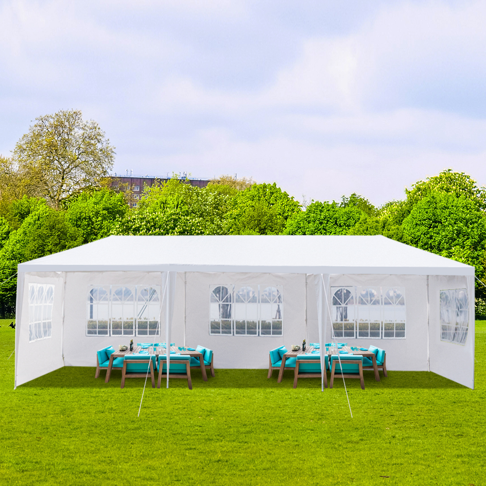 Tente de fête blanche de 10x30 pieds avec 5 parois latérales, belvédère extérieur – Image 9
