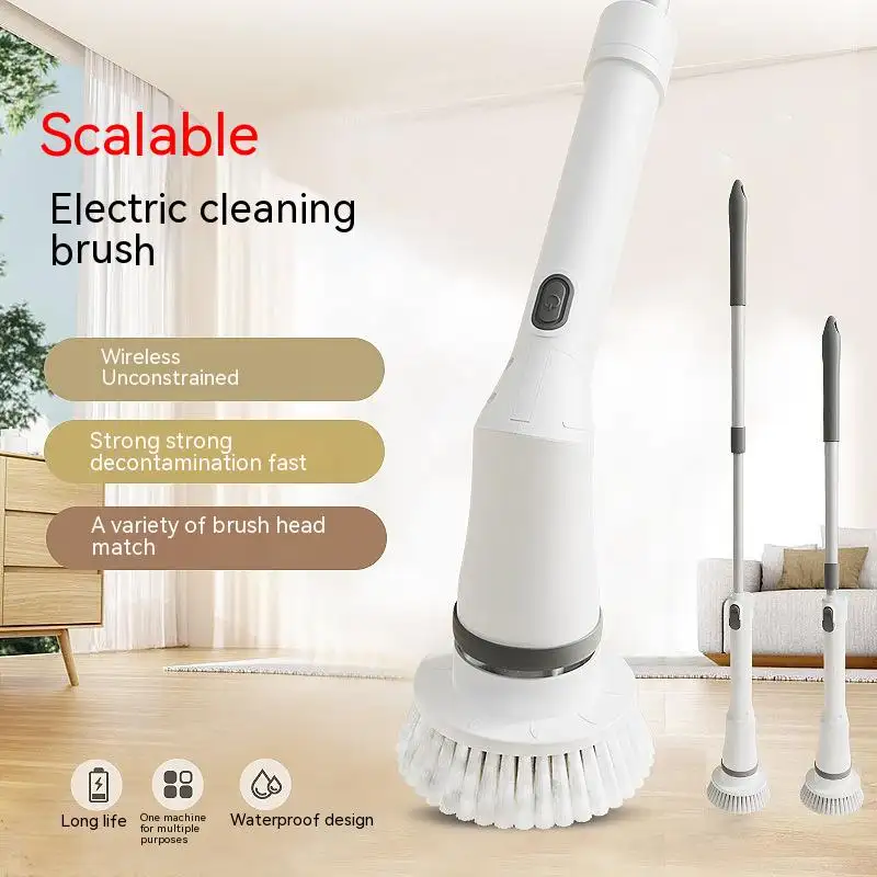 Electric Scrubber Cleaning Wall Long Handle Elbow Telescopic Multifunction