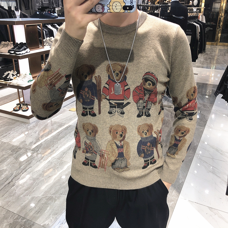 Title 1, Round Neck Cartoon Japanese Pullover Sweater