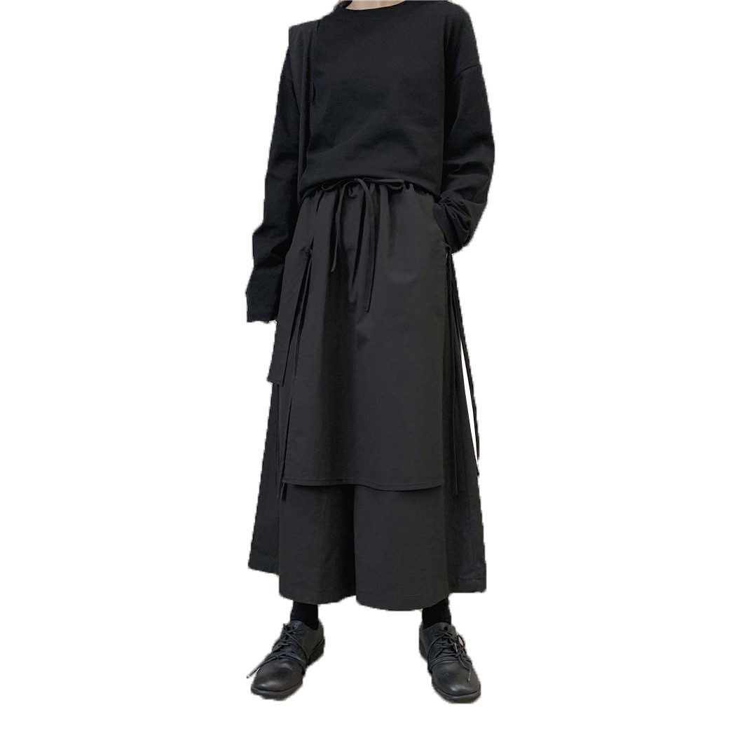 Title 2, Dark Black Wide Leg Pants For Men And Women