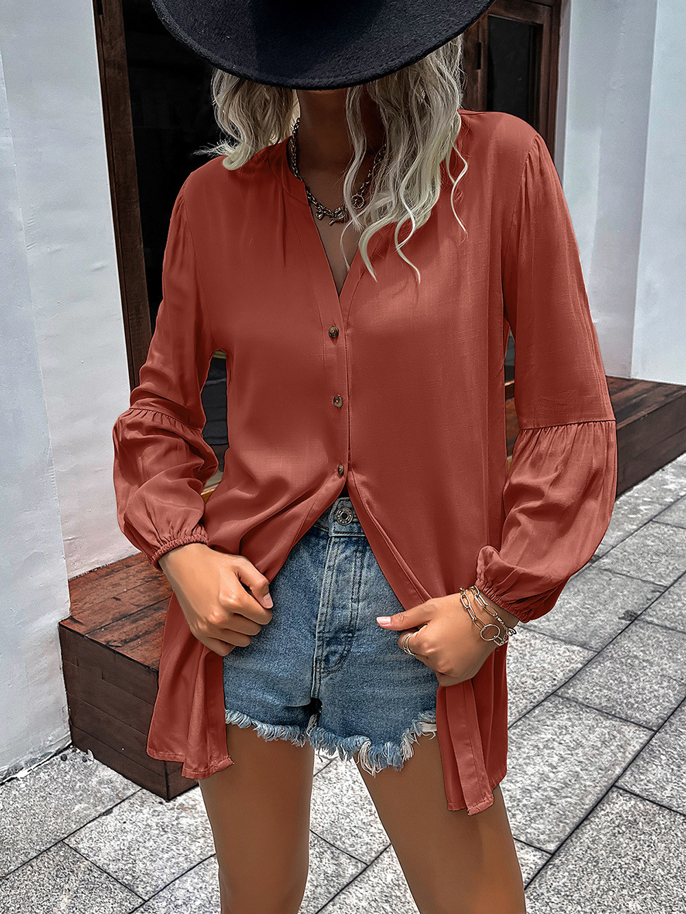 Title 16, Casual Loose Single Breasted Shirt Dress Women