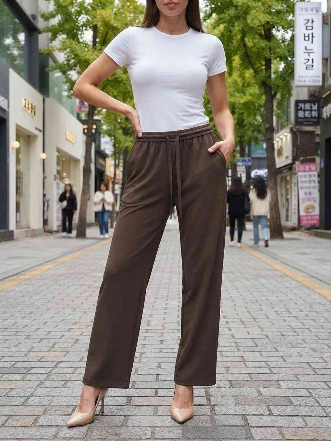 Ladies Long Trousers, Straight Leg Pants, Women Casual Pants, Casual Pants, Women Pants, Sports Pants, Women's Long Pants, Sweatpants, Casual Drawstring Pants Women Everyday Wear Bottoms