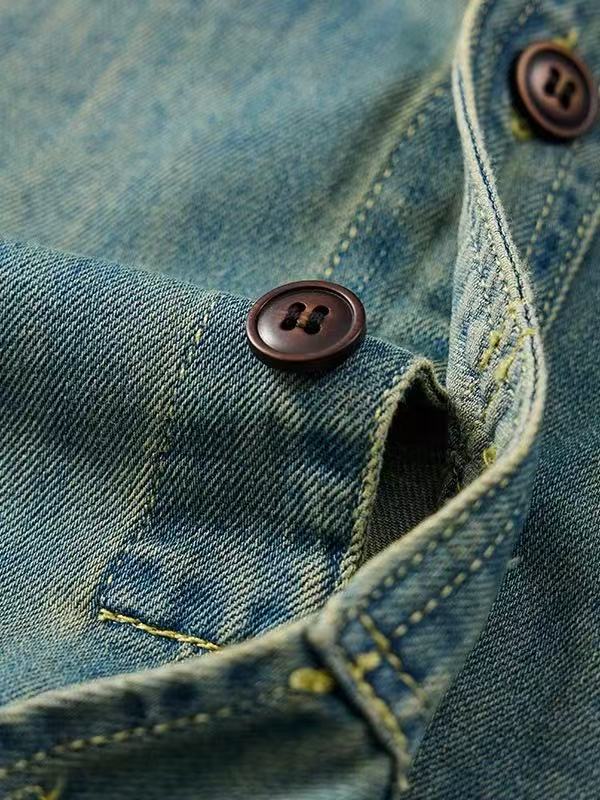 US Local Stock Men's Short Sleeve Denim Shirt Light Wash Relaxed Fit Casual Jean Overshirt
