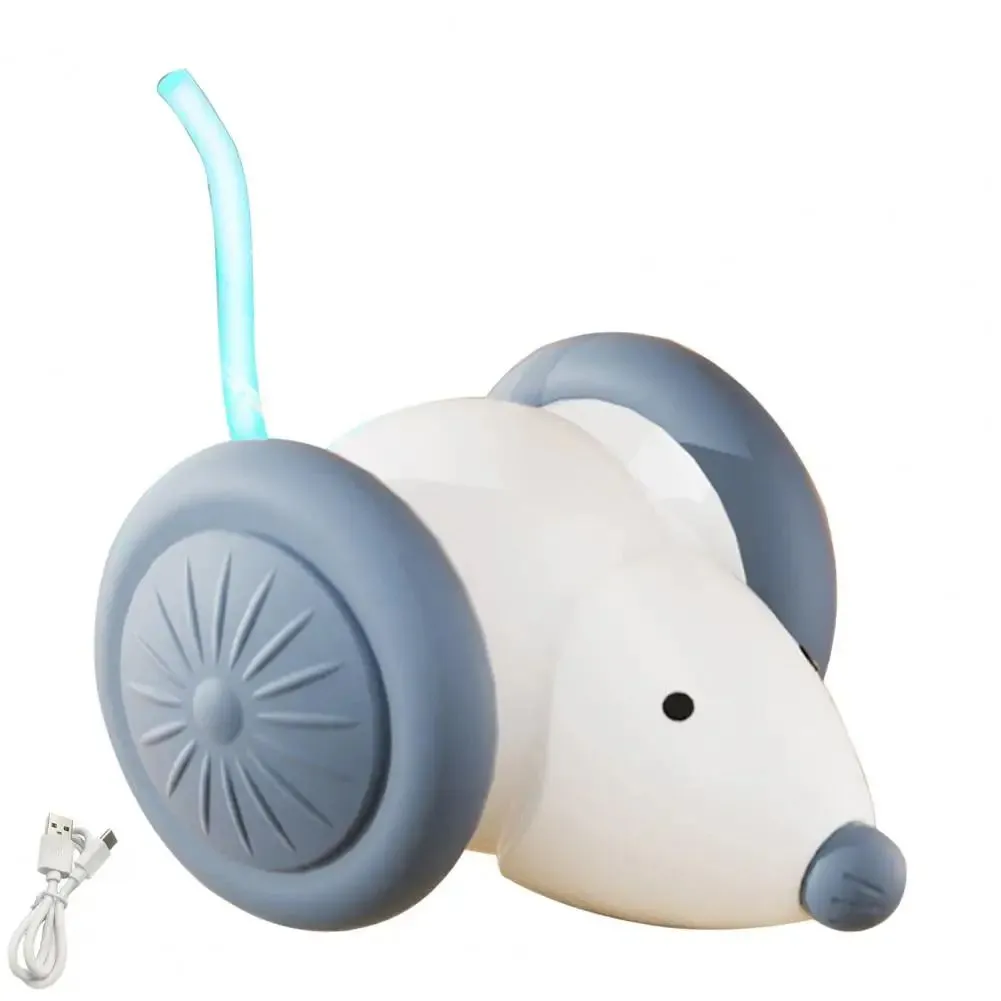 Cat Toys Interactive Electric Mouse Cat Toy Automatic Cat Teasing Stick Pet Supplies - White