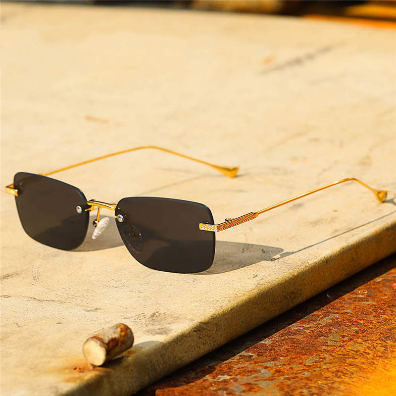 Jett Frameless Computer Cut Square Small Frame Sunglasses