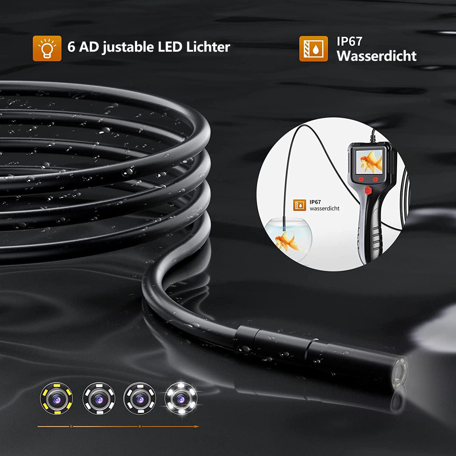 HD Dual-Lens Waterproof Endoscope Camera With Built-in Lights  Inspection Endoscope