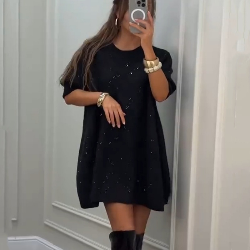 Long Short Sleeved T-shirt Round Neck Dress