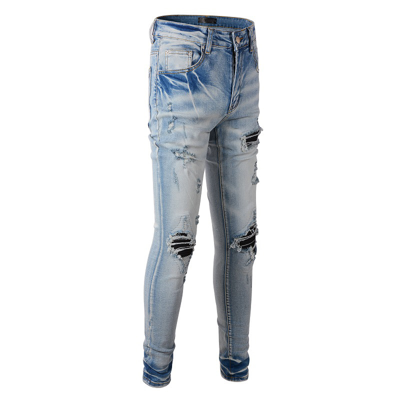 Title 5, Calça jeans skinny slim fit masculina azul clar...