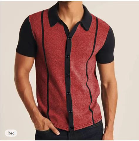 Title 2, Moda Masculina Casual Lapela Slim Camisa Manga ...