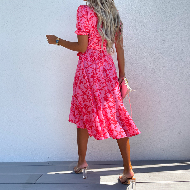 Ladies Bohemian Casual Floral Print Dress
