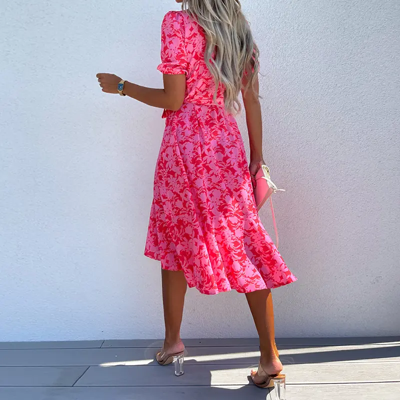 Ladies Bohemian Casual Floral Print Dress