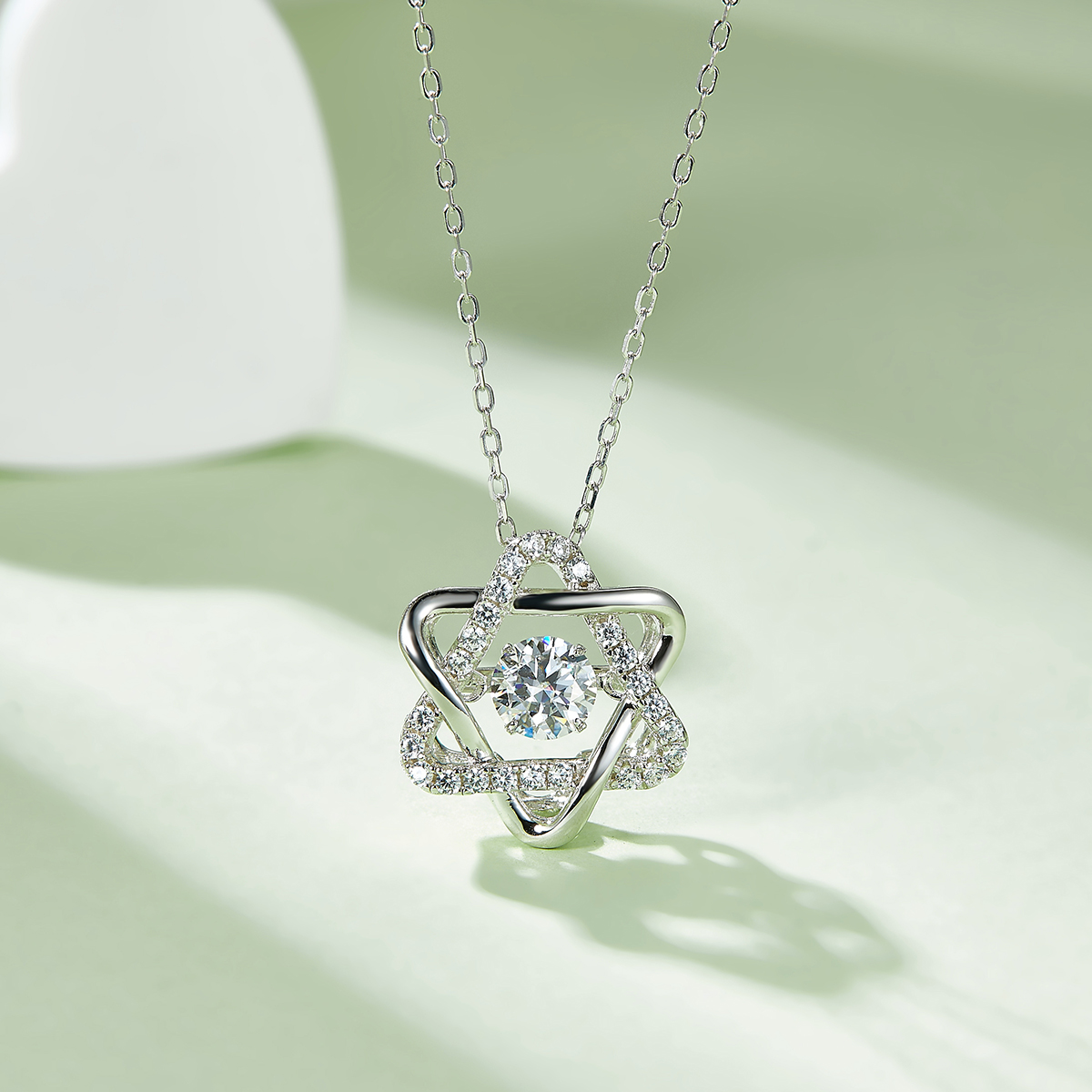 Collier Étoile Hexagramme Moissanite 0,5ct D VVS1 Argent 925 Plaqué Platine 45cm