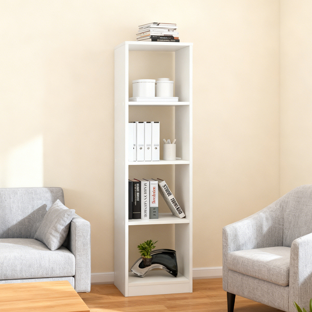 5 Tiers 4 Cube Narrow Bookshelf With 4 Anti-Tipping Kits For Living Room, Study Room, Bedroom