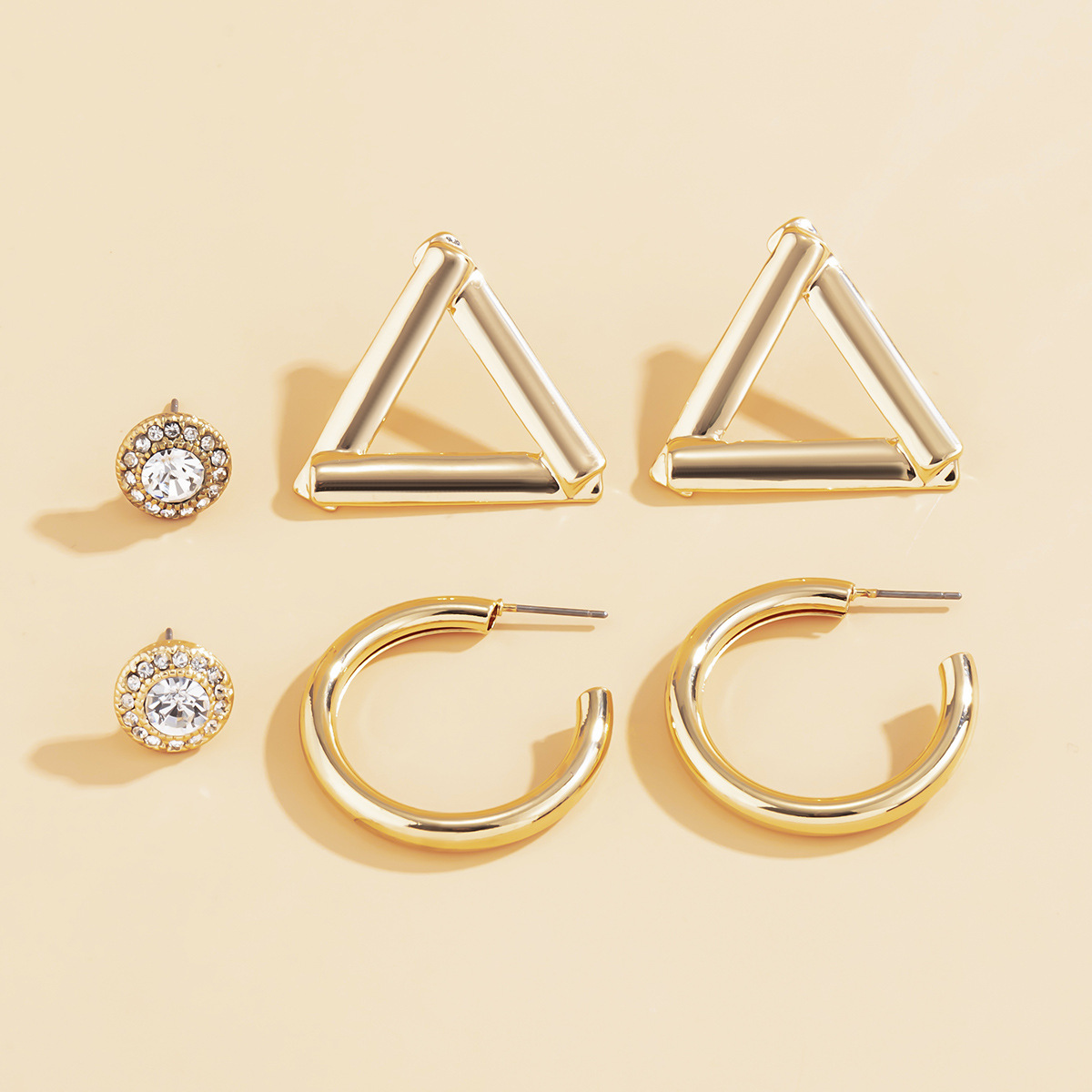 Mix And Match Simple Geometric C-shaped Half Hoop Earrings Set