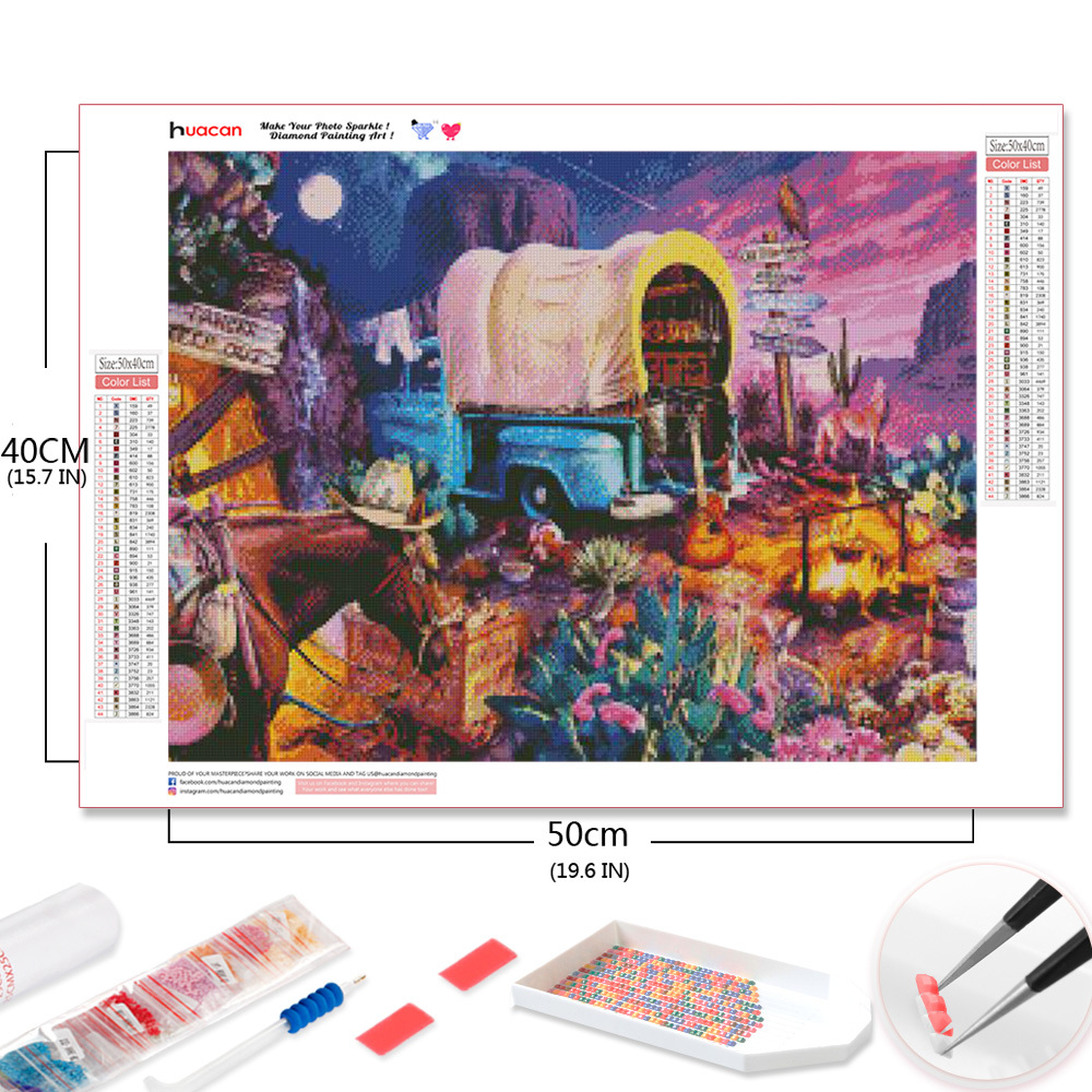 Night Scene Mosaic Diamond Painting Carriage Crafts