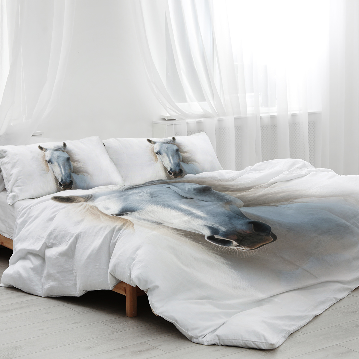 White Horse Bedding Set Horse Comforter Cover Set For Teen Boys Super Soft... 3