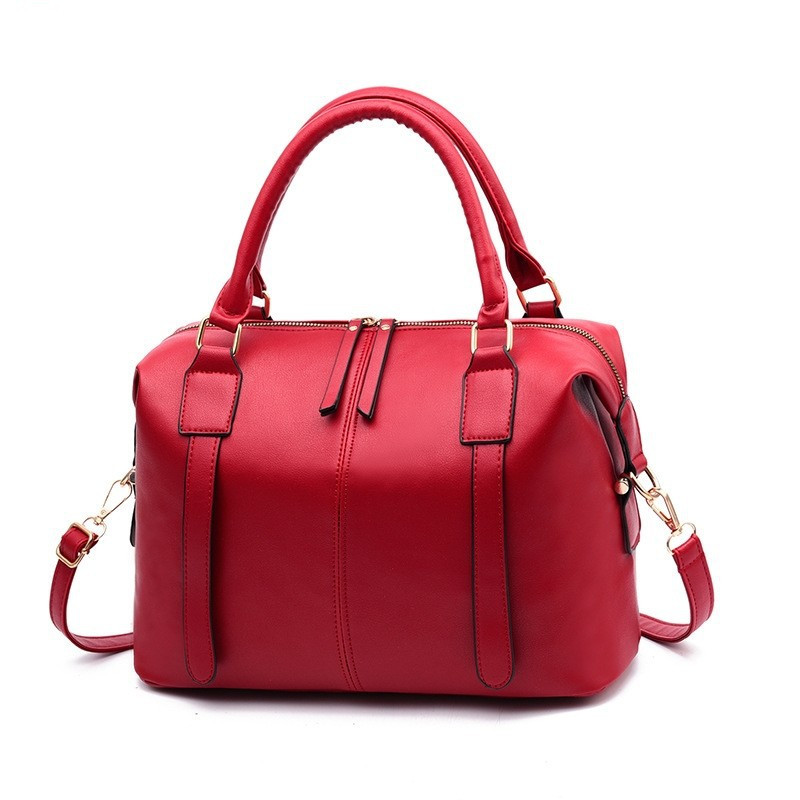 Women Leather Handbag Vintage Bag Shoulder Bags Big Bag Red - Shop at LoveMi